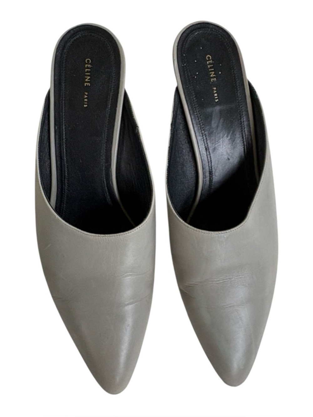Celine Paris Leather Cone Heel Mules Grey Phoebe Philo Era Size 9 - Picture 2 of 9